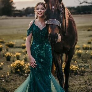 Elegant Green Sequin Gown